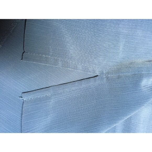 Vintage GW Division of Graff XL Blue V-Neck Button-Down Crinkle Top Short Sleeve - Picture 8 of 9